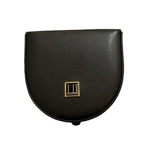 Dunhill Coin Case Wallet Black Leather Crest Unisex Mens/Womens